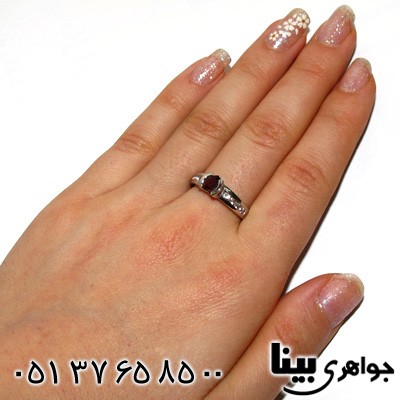 انگشتر یاقوت گارنت طرح قلب زنانه زیبا