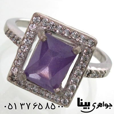انگشتر ابسیدین بنفش چهار گوش زنانه