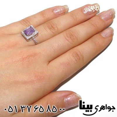 انگشتر ابسیدین بنفش چهار گوش زنانه