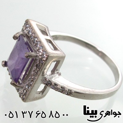 انگشتر ابسیدین بنفش چهار گوش زنانه