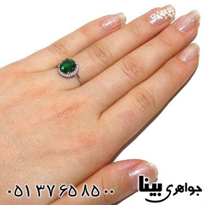 انگشتر ابسیدین سبز دایره ای زنانه درشت
