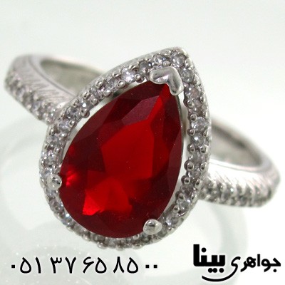 انگشتر ابسیدین قرمز طرح قلب زنانه
