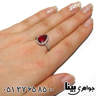 انگشتر ابسیدین قرمز طرح قلب زنانه