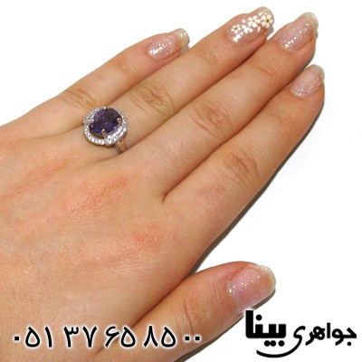 انگشتر ابسیدین بنقش بیضی درشت زنانه