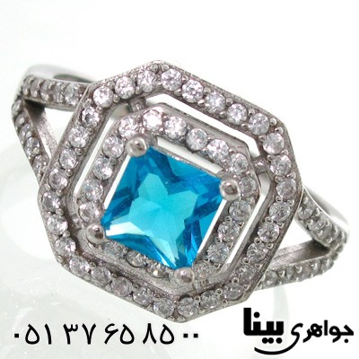 انگشتر توپاز مربعی زنانه کلاسیک