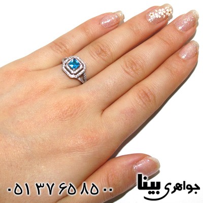 انگشتر توپاز مربعی زنانه کلاسیک