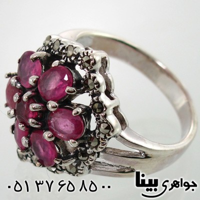 انگشتر یاقوت سرخ زنانه مارکازیتی گل هفت پر