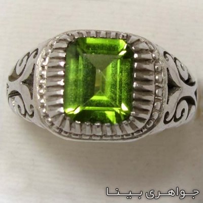 انگشتر زبرجد نگین مستطیلی