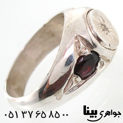 انگشتر چند جواهر زمرد و یاقوت گارنت و الماس مردانه