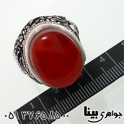 انگشتر عقیق یمنی مردانه طرح هدهد و غزال