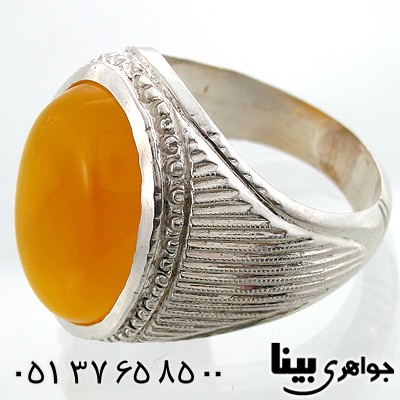 انگشتر عقیق شرف الشمس مردانه درشت طرح شمسه