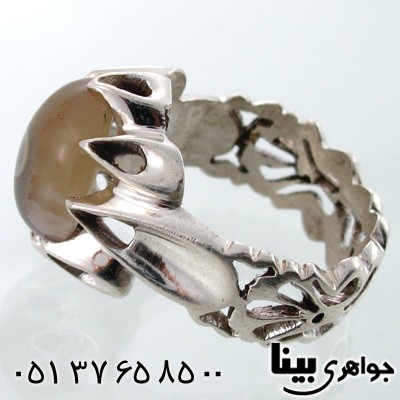 انگشتر عقیق باباقوری مردانه طرح چشم آهو