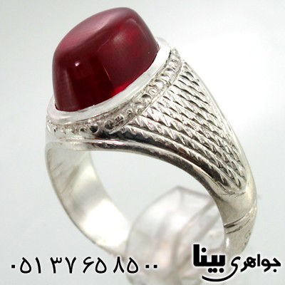 انگشتر یاقوت سرخ آلمانی مردانه طرح سوهانی