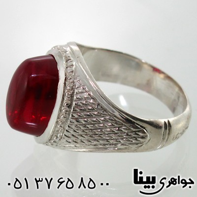 انگشتر یاقوت سرخ آلمانی مردانه طرح سوهانی