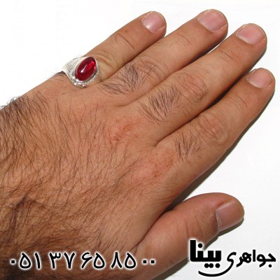 انگشتر یاقوت سرخ آلمانی مردانه طرح سوهانی