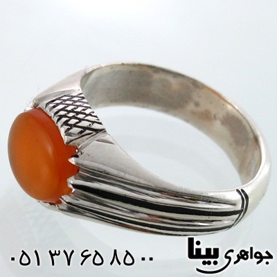 انگشتر عقیق یمنی مردانه سیاه قلم کلاسیک شماره چهار