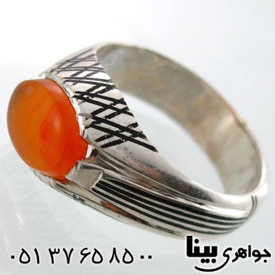 انگشتر عقیق یمنی سیاه قلم کلاسیک شمار پنج