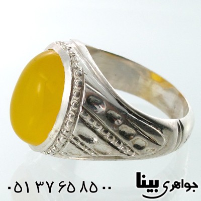 انگشتر عقیق شرف الشمس مردانه طرح خط و نقطه کلاسیک