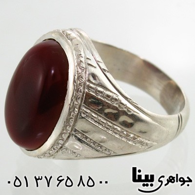 انگشتر عقیق خراسانی مردانه درشت طرح خط و نقطه