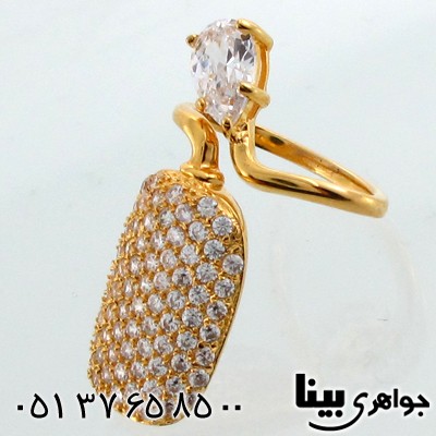انگشتر نقره زنانه بند انگشتی طرح ناخن و نگین