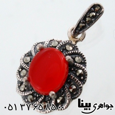 گردنبند عقیق قرمز زنانه سوسن