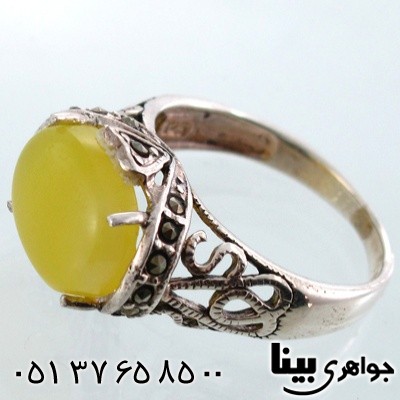 انگشتر عقیق شرف الشمس زنانه درشت اره کاری