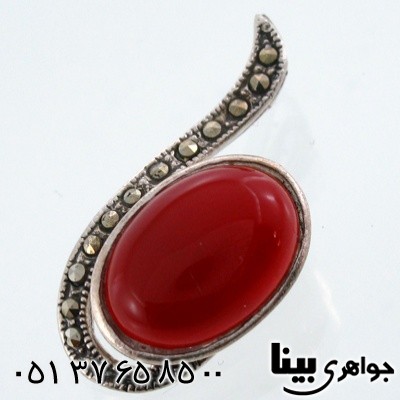 گردنبند عقیق قرمز زنانه بیضی درشت