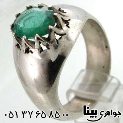 انگشتر زمرد مردانه تمام چنگ اسلیمی ساده
