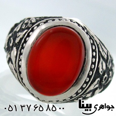 انگشتر عقیق یمنی مردانه قلم زنی فاخر درشت