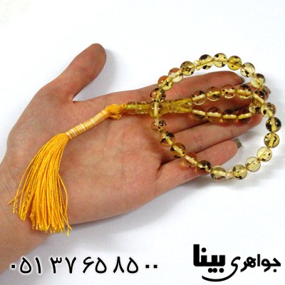 تسبیح کهربا پودری شفاف
