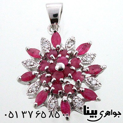 گردنبند یاقوت سرخ زنانه طرح شمسه