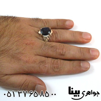انگشتر یاقوت کبود مردانه چهار چنگ درشت انگشتر یاقوت کبود مردانه چهار چنگ درشت
