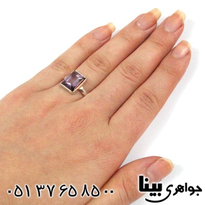 انگشتر آمتیست زنانه مکعبی درخشان