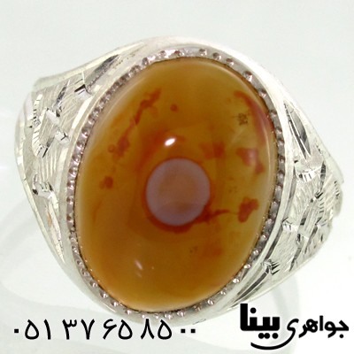 انگشتر عقیق باباقوری قهوه ای درشت