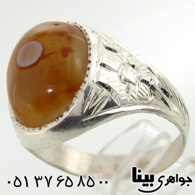 انگشتر عقیق باباقوری قهوه ای درشت
