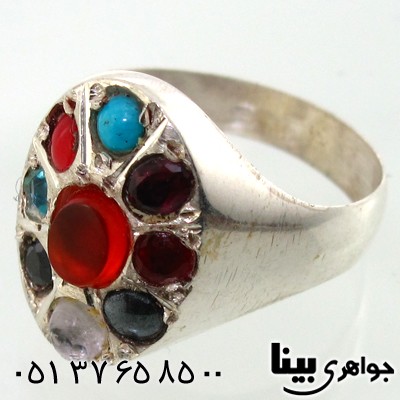انگشتر چند جواهر عقیق یمنی نه نگین