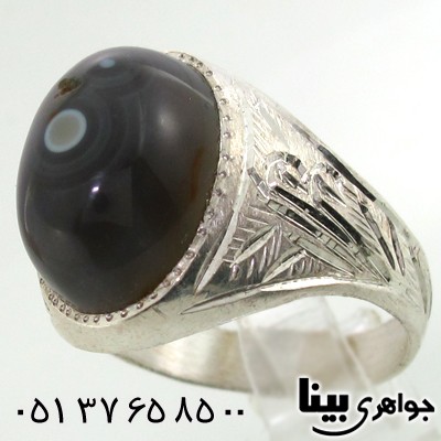 انگشتر عقیق باباقوری مردانه درشت طرح چشم