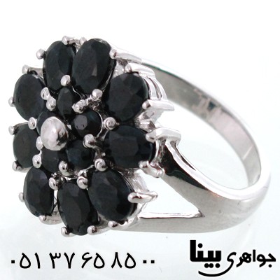 انگشتر یاقوت کبود زنانه طرح گل درشت