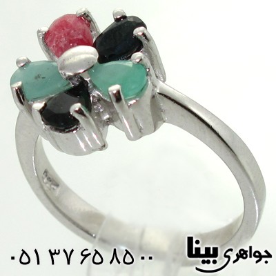 انگشتر چند جواهر زنانه گل پنج پر