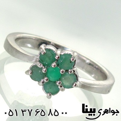 انگشتر زمرد زنانه طرح گل زیبا
