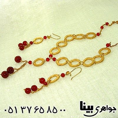 سرویس عقیق قرمز زنانه زیر خاکی درشت حلقه ای
