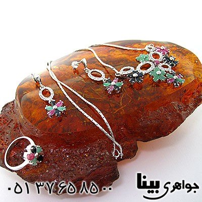 سرویس چند جواهر زنانه یاقوت و زمرد مرغوب طرح پونک