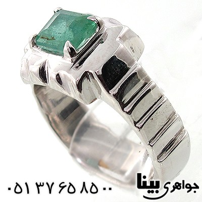 انگشتر زمرد کلمبیا مردانه مربعی شکل