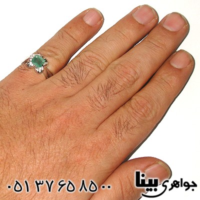 انگشتر زمرد کلمبیا مردانه مربعی چهار چنگ