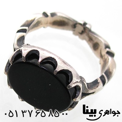انگشتر عقیق سیاه (اونیکس) مردانه طرح سیاه قلم
