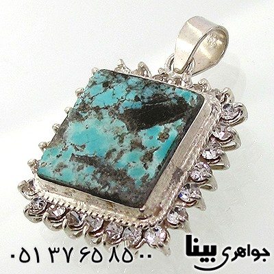 گردنبند فیروزه نیشابوری زنانه درشت دور جواهری