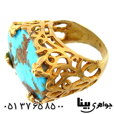 انگشتر فیروزه نیشابوری زنانه زیر خاکی درشت _کد:7624