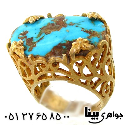 انگشتر فیروزه نیشابوری زنانه زیر خاکی درشت