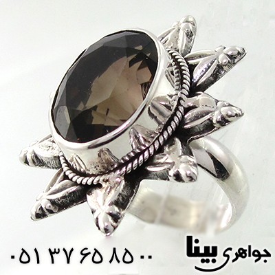 انگشتر کوارتز دودی زنانه درشت ستاره