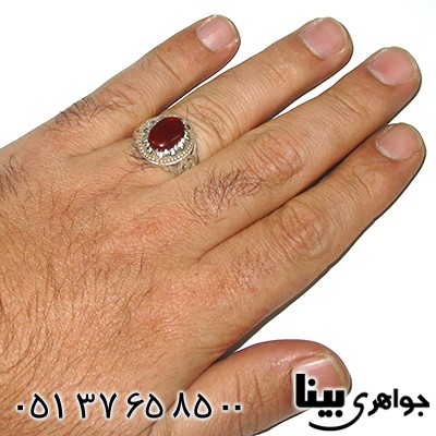 انگشتر عقیق یمنی مردانه خوشرنگ _کد:7643